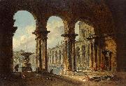 Hubert Robert Ancient Ruins Used as Public Baths Spain oil painting artist